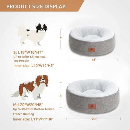 Cat Beds for Indoor Cats,Small Dog Bed,Cuddler Dog Beds,Calming Dog Bed Donut,Soft Anxiety Cozy Pet Beds,Puppy Bed for Small/Medium Dogs Washable round in Grey Color, PET