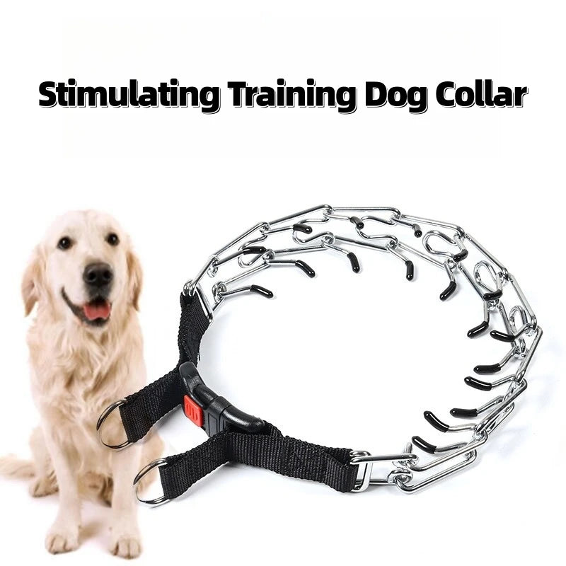 Stimulating Training Dog Collar Detachable Stainless Steel Metal Collar with Rubber Tips and Quick Release Buckle Pet Supplies